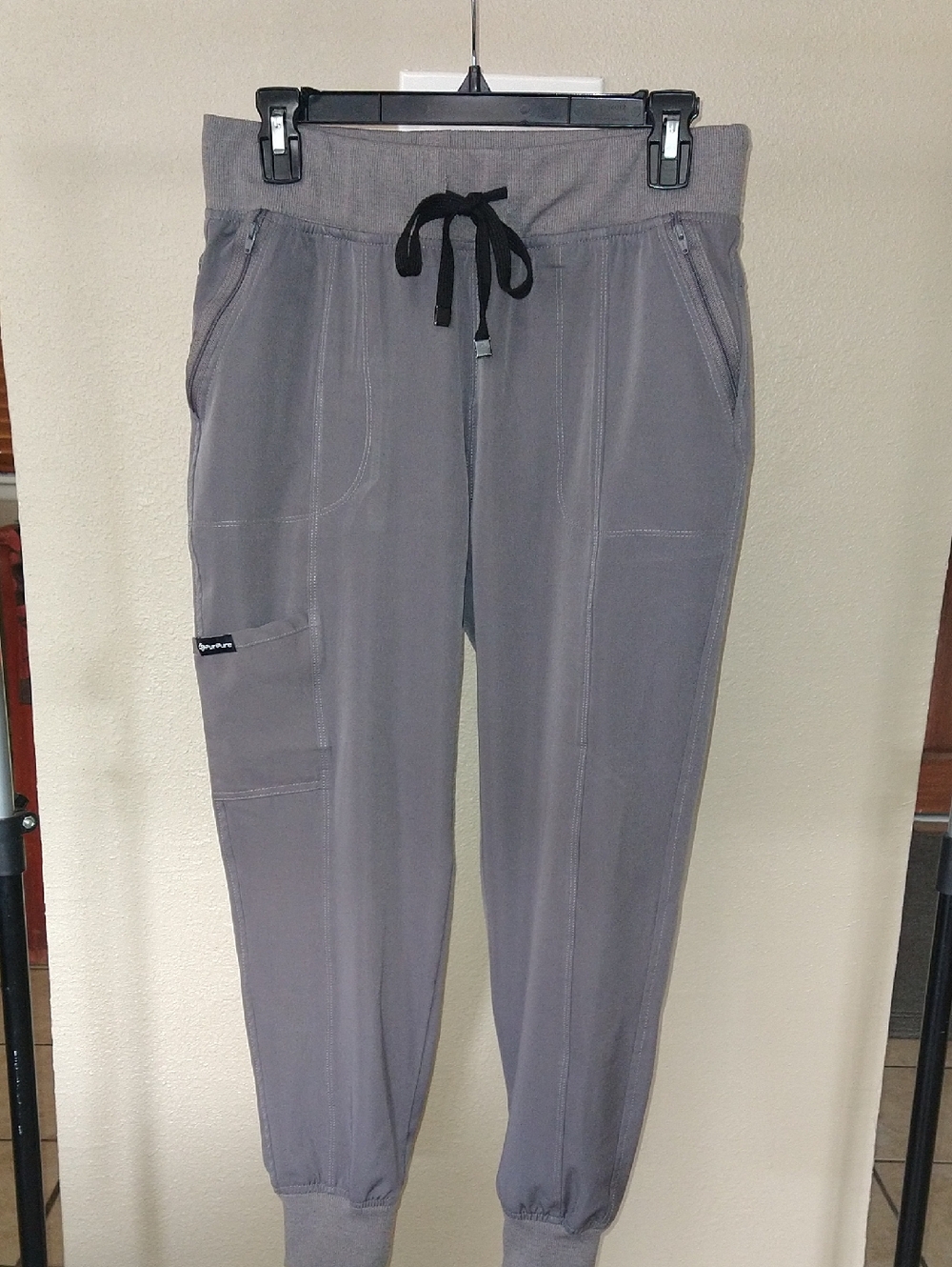 Women's Gray Cargo Scrubs Jogger Pants with 5 Pockets